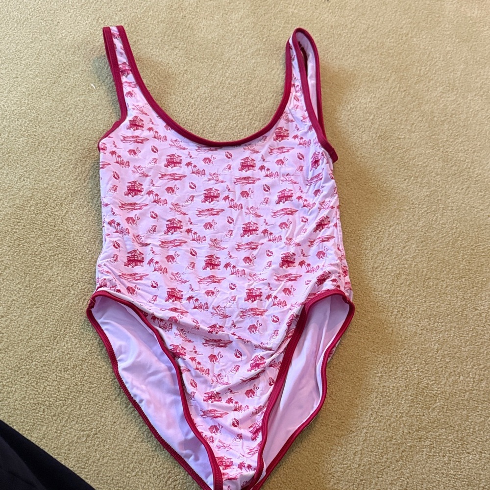 Sister swim Pink and Red Patterned Swimsuit